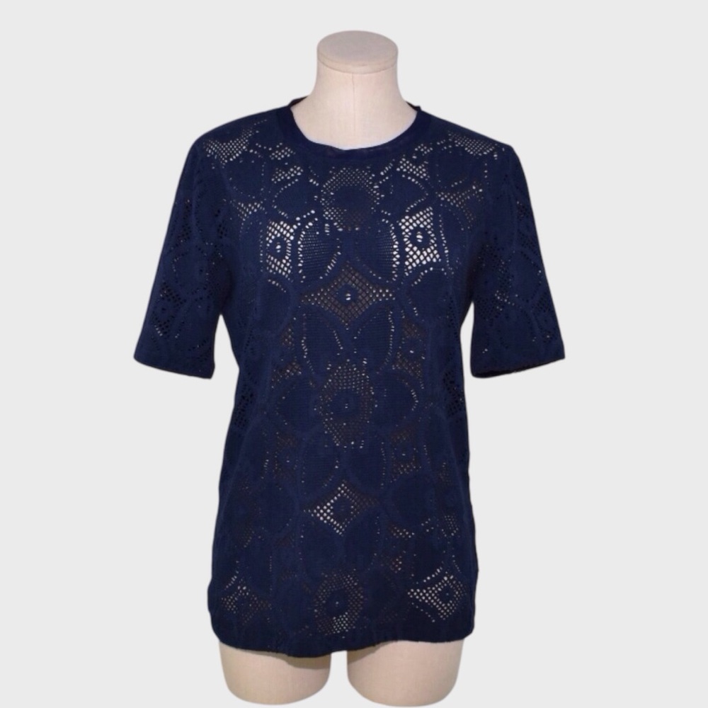 J.Crew Eyelet Floral Lace Tee Top